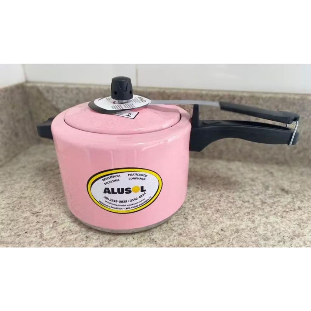 PANELA DE PRESSÃO 4,5 LITROS - FECHAMENTO INTERNO - ROSA BARBIE