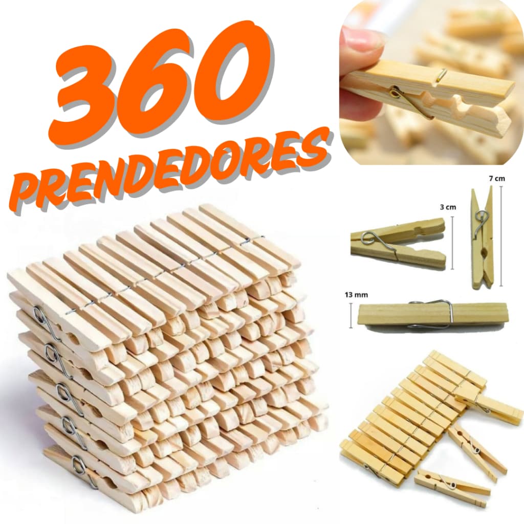 Prendedor de Roupa de Madeira KIT 60/120/180/360 Prendedores de Madeira Reforçados ENVIO FULL