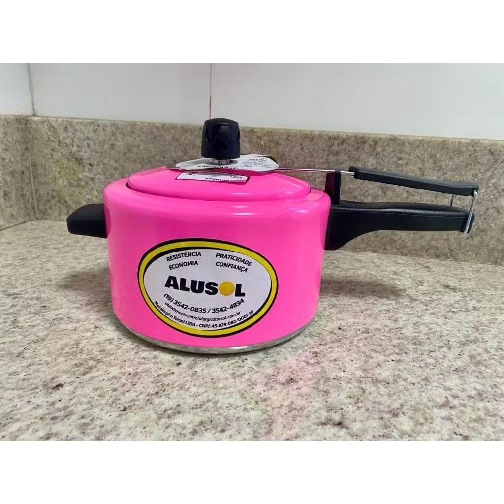 PANELA DE PRESSÃO 2,5 LITROS - FECHAMENTO INTERNO - ROSA NEON