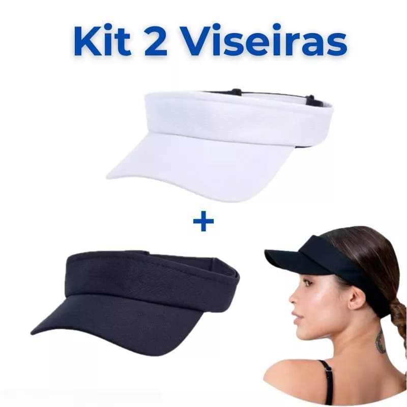 Kit 2 Viseira Boné Proteção UV Praia Esportiva Boné Esportes Corrida Ajustável Chapéu De Verão