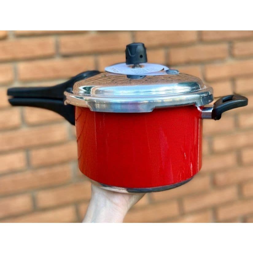 PANELA DE PRESSÃO 2,5 LITROS - FECHAMENTO EXTERNO - VERMELHA