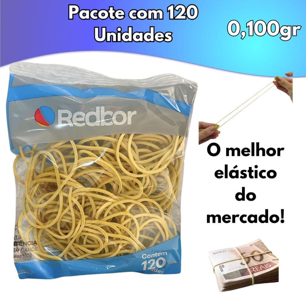 100gr de Elástico Látex Amarelo 120 Unidades P/ Amarrar Pamonha Dinheiro Borracha Para Dinheiro N18