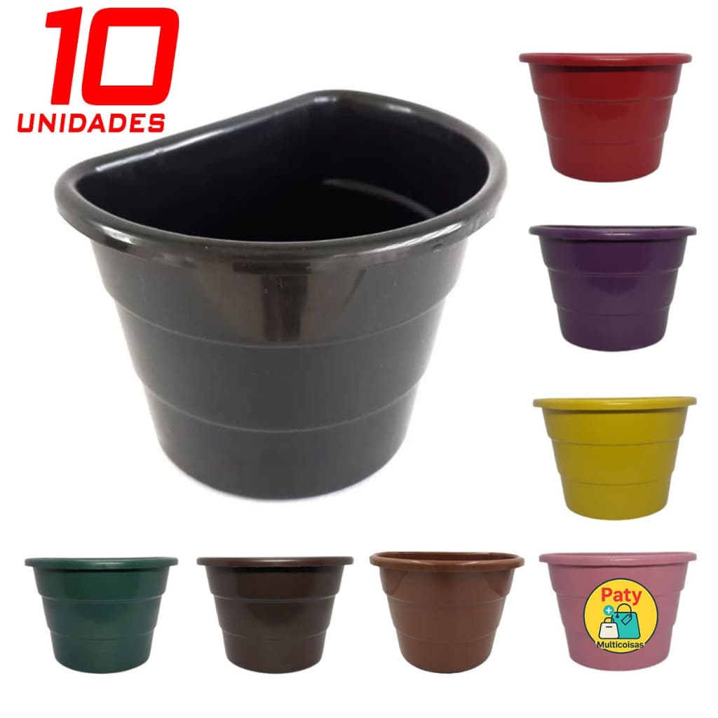 Kit 5 a 10 Vasos para plantas arandela parede meia lua flores jardim vertical 3,3L
