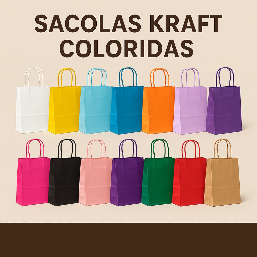 Sacola P Kraft Colorida com Alça Torcida – 13,5x8x16 cm | Kit com 10 ou 20 Unidades | 16 Cores