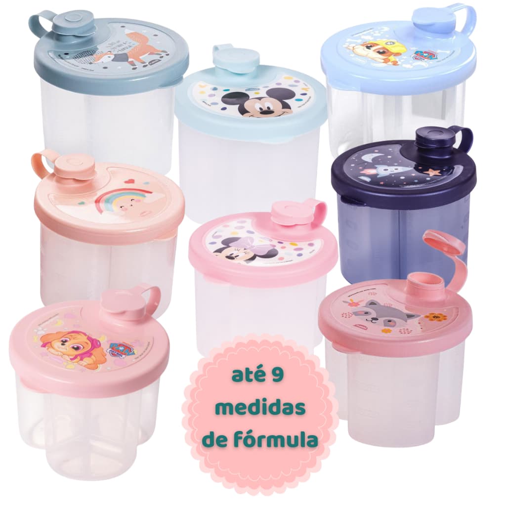 Porta Leite em Pó Fórmula Infantil 9 Porções Dosador 3 Divisórias Plásutil Dosador de Leite