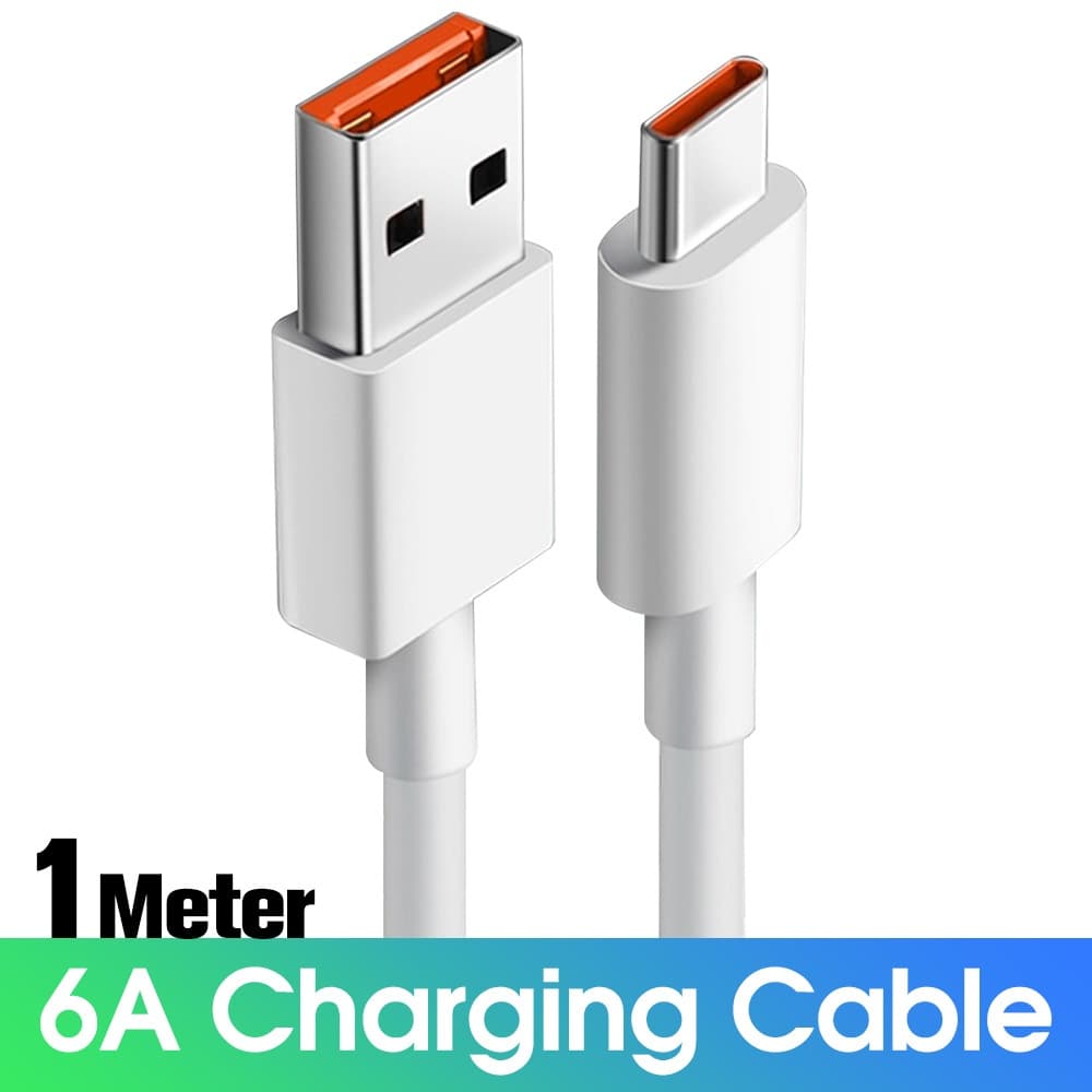 Cabo Turbo 6A para Xiaomi 1m USB Tipo-C ou Tipo-C x Tipo-C | Carregamento Rápido e Dados