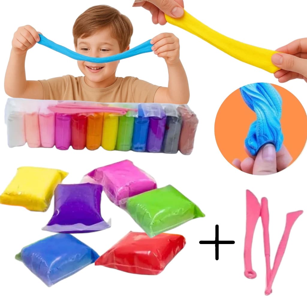 12 a 36 Massinha Argila Pula Pula de E.V.A Super Leve + 3 Ferramentas Brinde Brinquedos Educativos