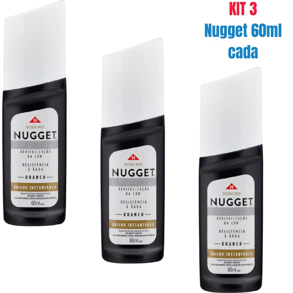 Kit 3 Nugget Polidor Para Sapato e Tênis Super Branca 60ml – Graxa Líquida