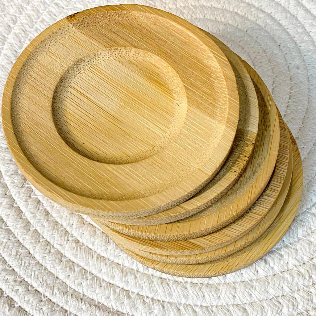 Kit Porta Copos Descanso Redondo Pires Xicara Bambu