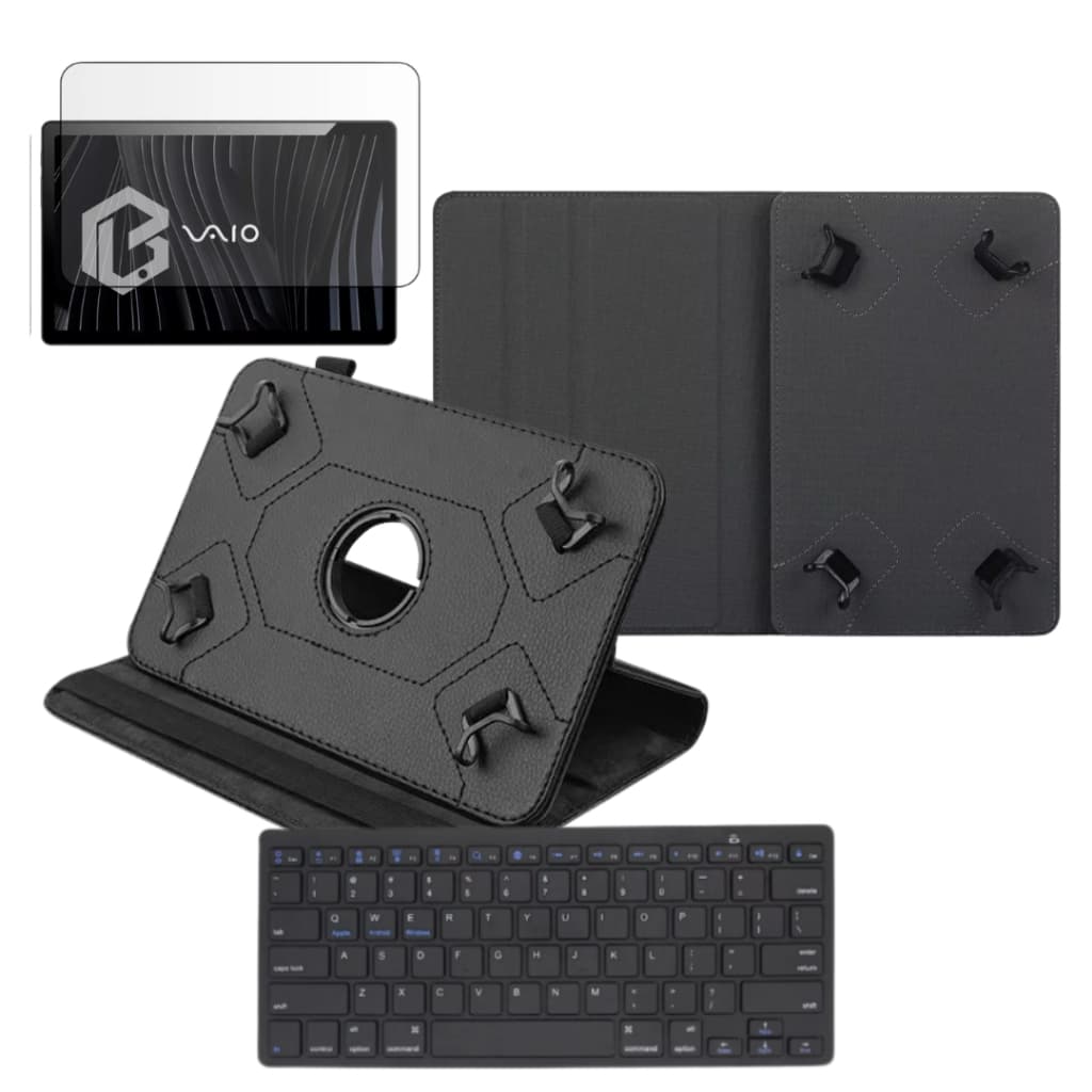 Kit Executivo Capa com Teclado Bluetooth Preto + Película Para Tablet Vaio Tl10