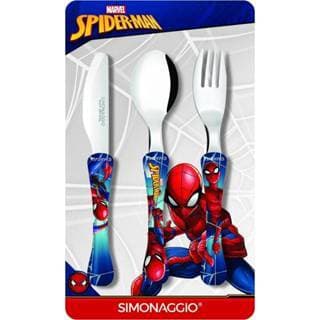 Talher Infantil 3 Peças Homem Aranha Conjunto de Colher Garfo e Faca para Crianças