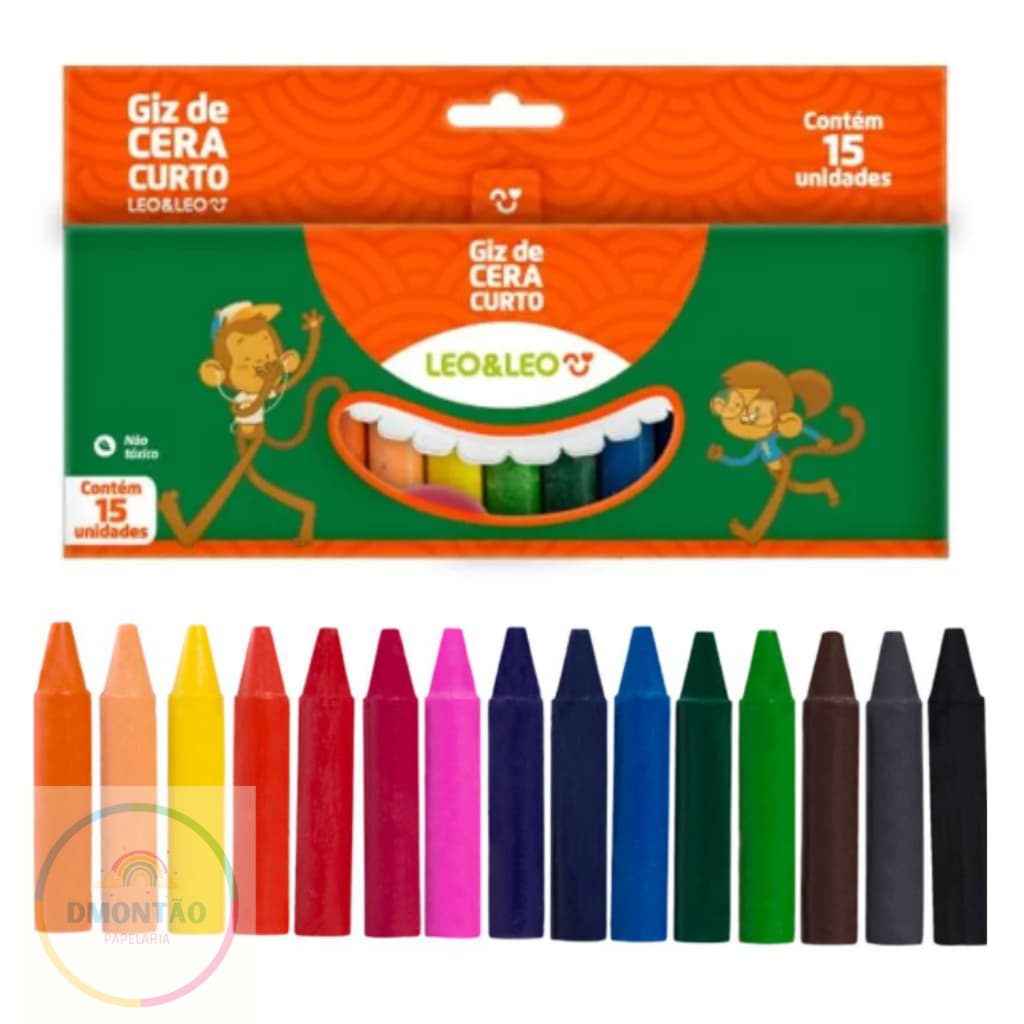 Giz De Cera 15 Cores Curto - Leoeleo