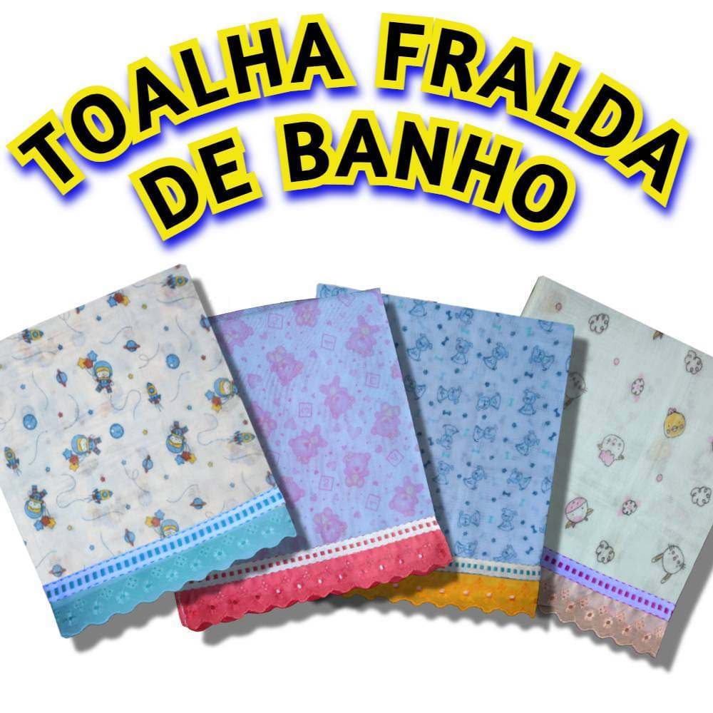 Toalha Fralda Bebê Luxo Estampada 100% algodão 110cm X 70cm