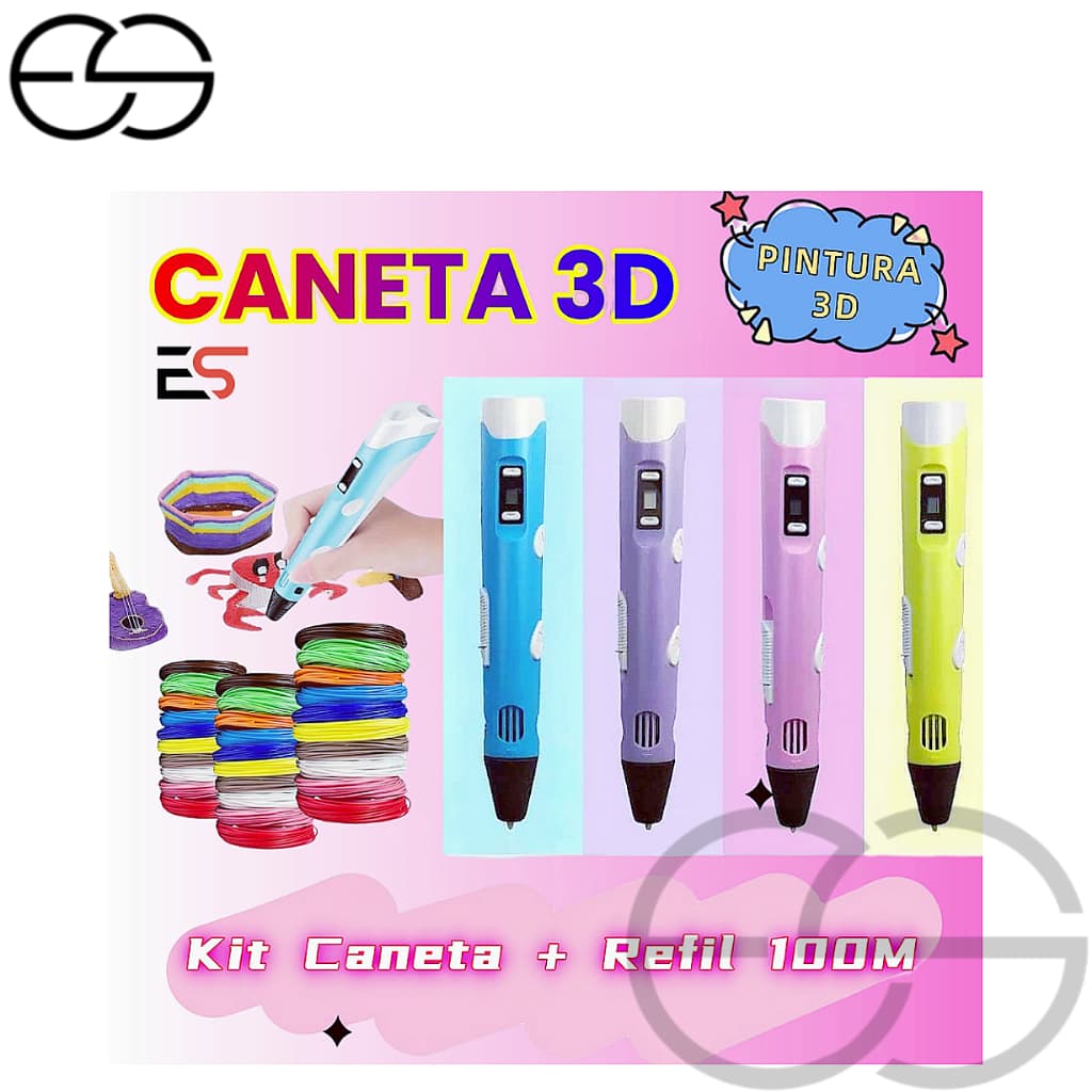 Caneta 3D Impressora Manual Infantil Filamentos 25M 50M 100M DIY  Pintura Desenho 3D Para Crianças