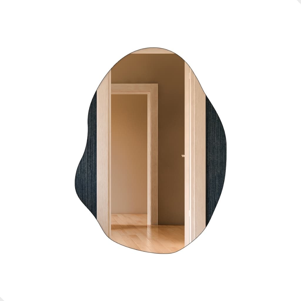 Espelho Orgânico Decorativo 60x40 Lapidado Com Suporte Ondulado Moderno Para Sala Banheiro Quarto