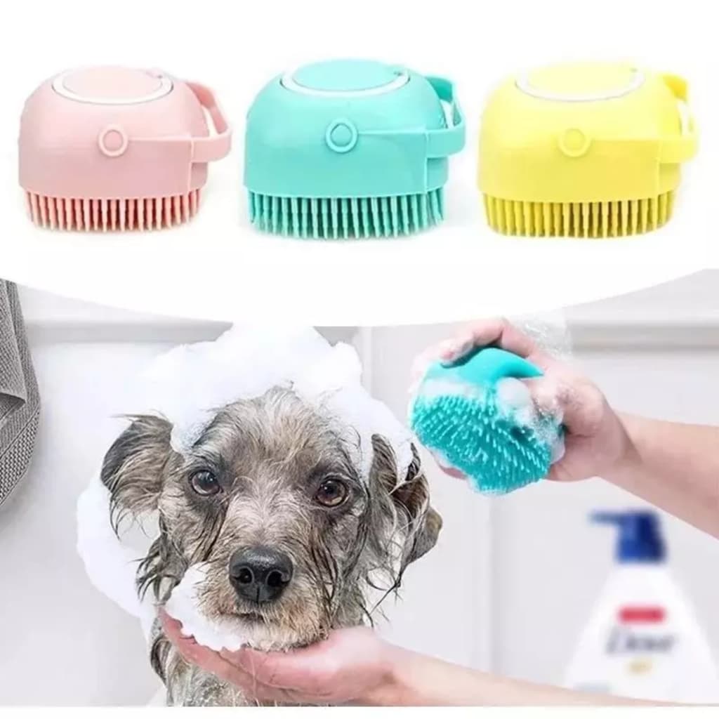 Lava Pelo Pet Escova Banho Cachorro Gato Dispenser Shampoo