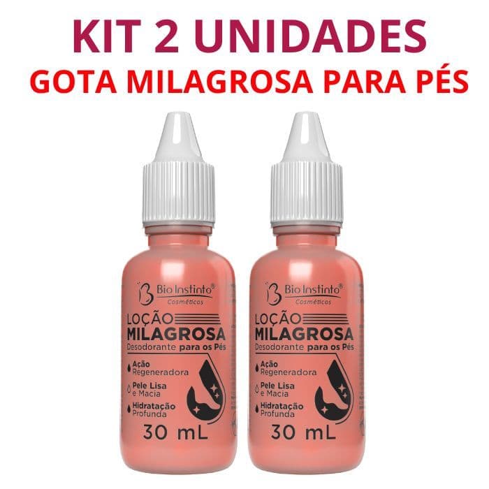 Kit 2 Gota Milagrosa para os Pés Hidratação Loção Desodorante Bio Instinto 30ml Original