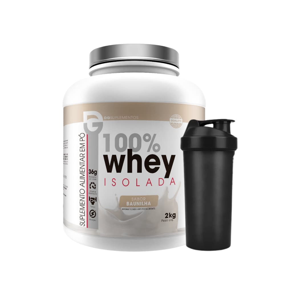 Kit 100% Whey Protein Isolada 2kg + Coqueteleira - Dg Labs