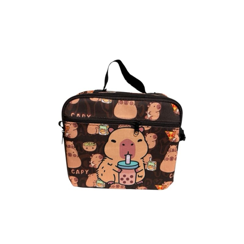 lancheira térmica capivara capy na cor marrom juvenil infantil envio rápido