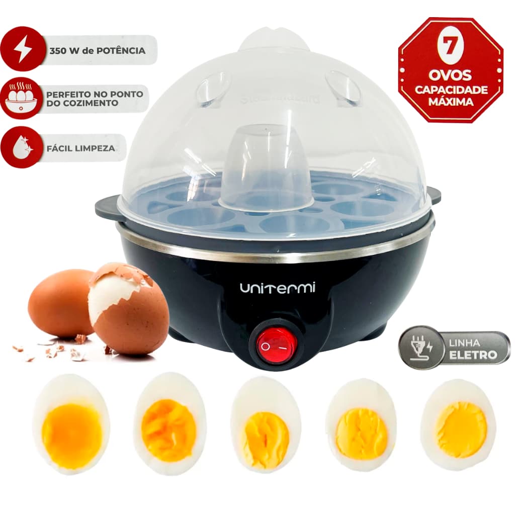 Cozedor de Ovo 7 ovos 220V Elétrico Portátil Cozinha à Vapor rápido pratico ovos cozidos em instante