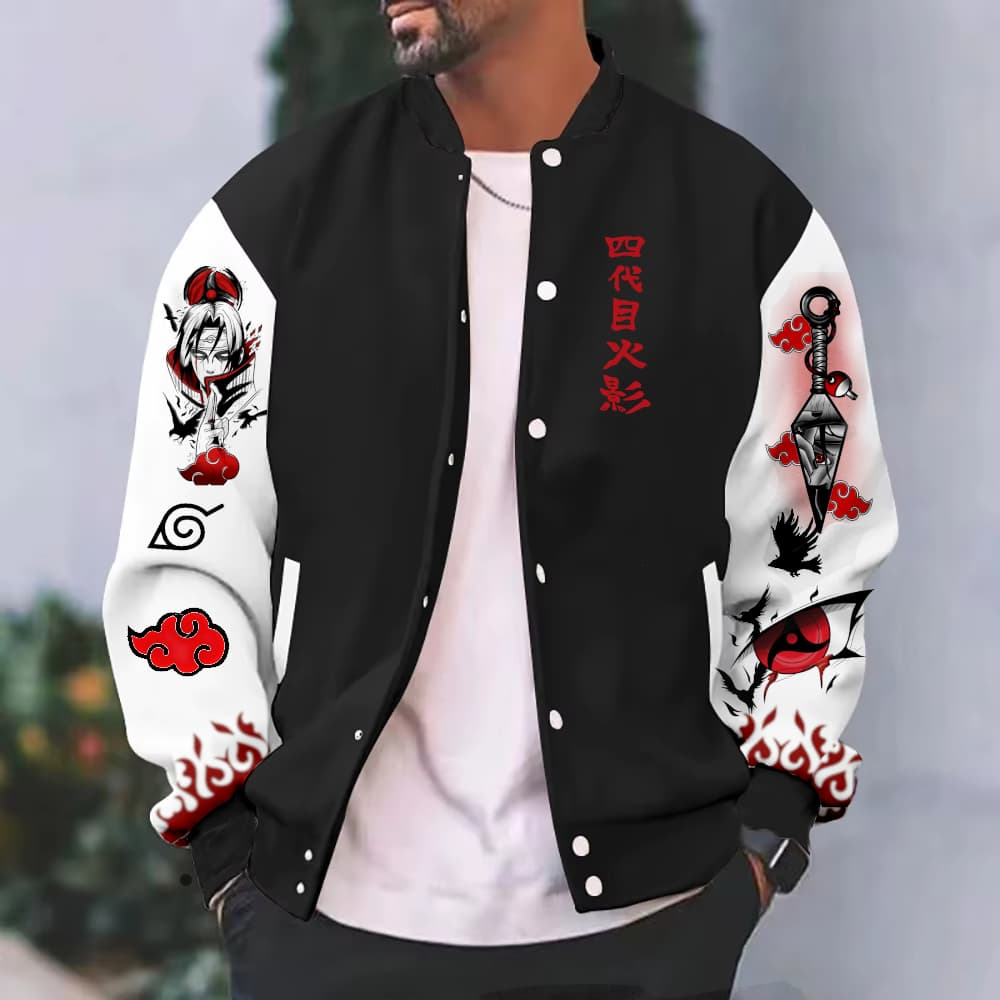 Casaco De Moletom Masculino Anime Naruto Jaqueta Preta College