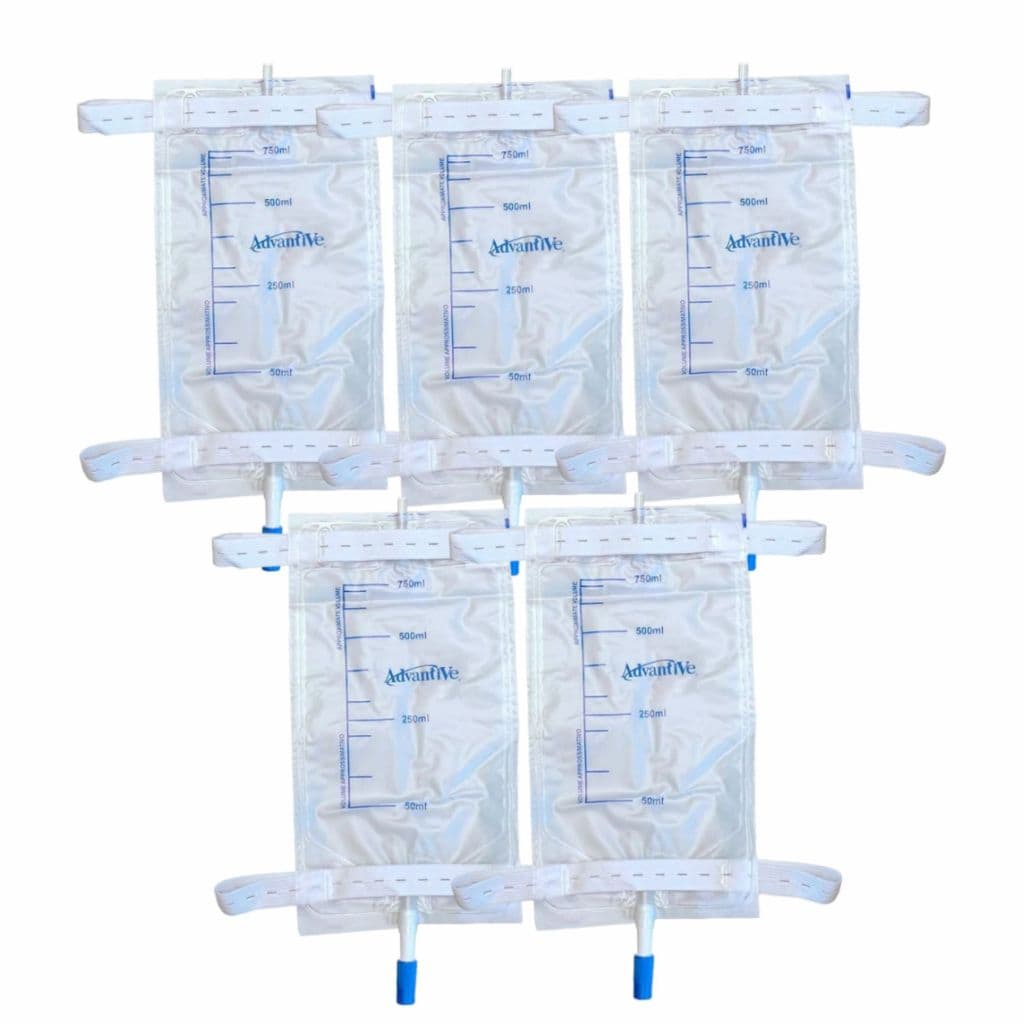 Kit 5 Bolsas Coletora De Urina Perna 750ml Estéril Movel