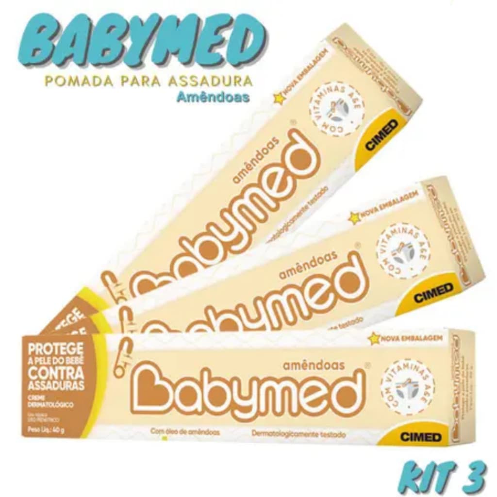 Kit Com 03 Babymed Amendoas Pomada Contra Assadura 40g Cada