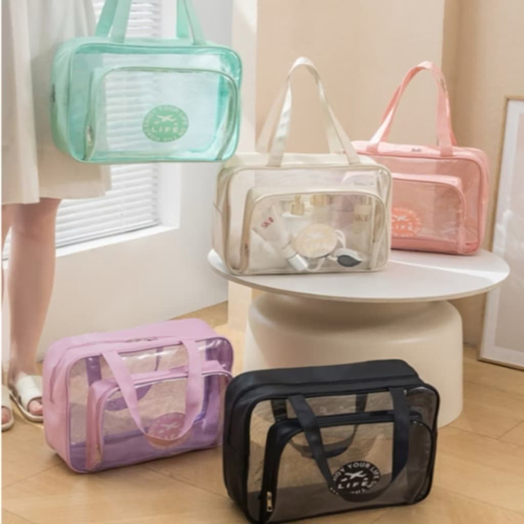 Bolsa de Natação Impermeável Transparente em PVC - Bolsa de Mão e Ombro para Viagem, Praia e Atividades ao Ar Livre