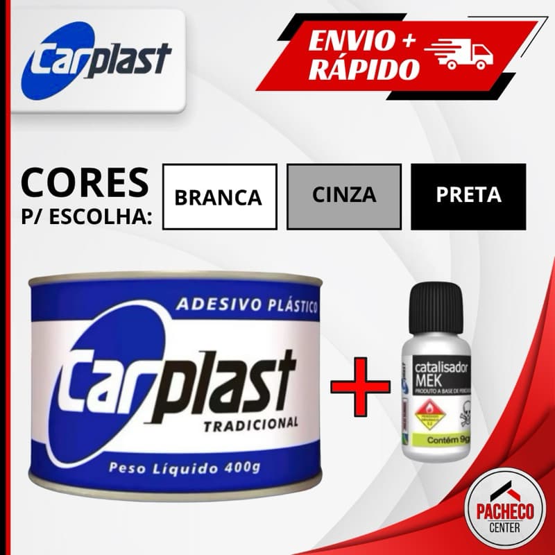 Massa Plastica BRANCA PRETA ou CINZA Adesivo Plastico Branco 400g Com Catalisador Funilaria Carro Multiuso