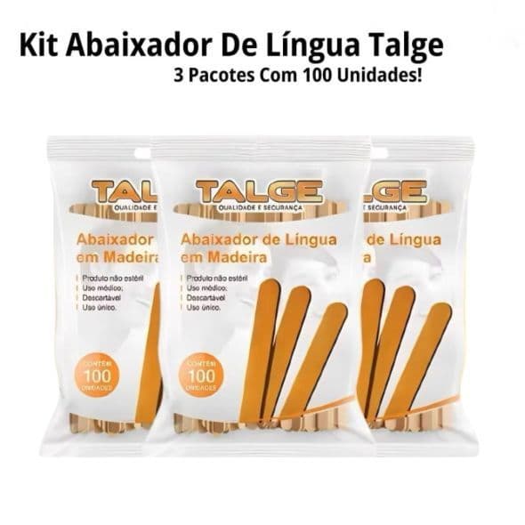Kit 300 Un Abaixador de Língua Palito de Madeira Talge