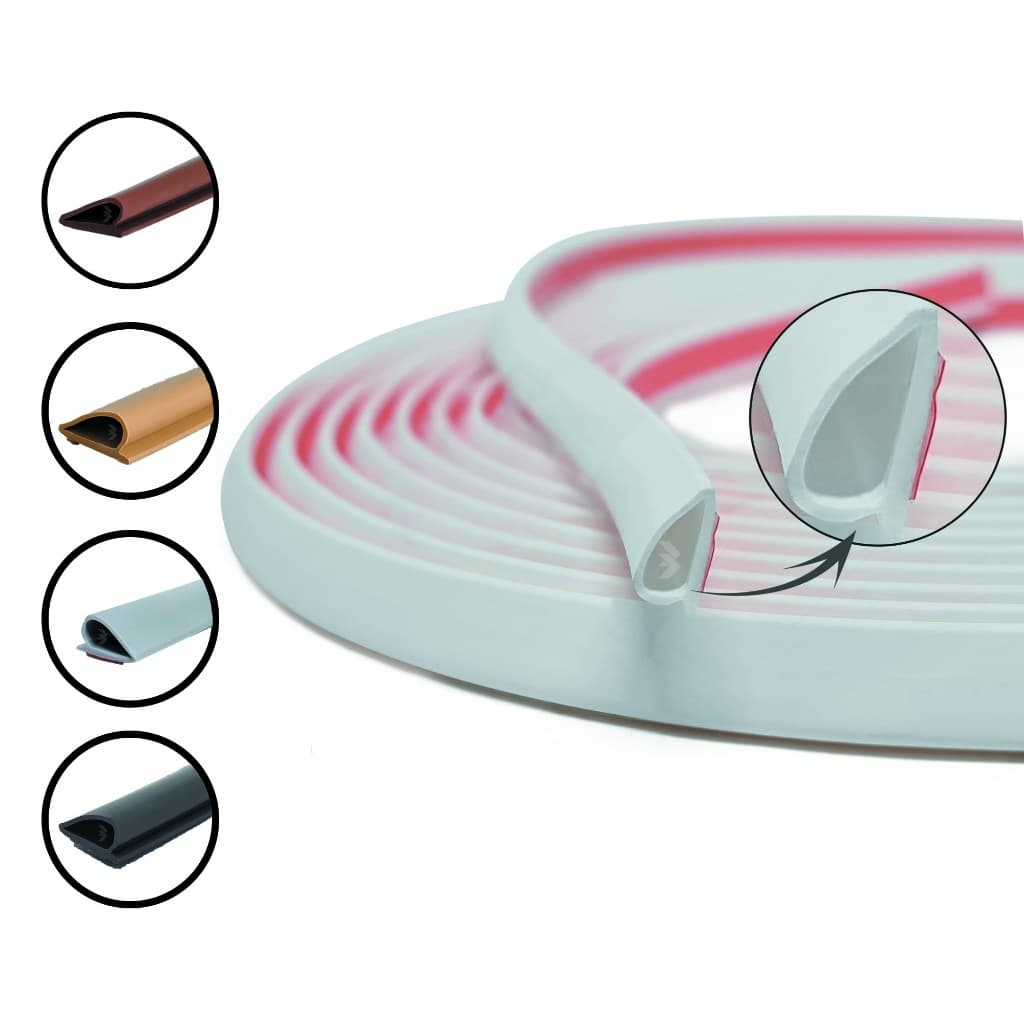 Borracha Amortecedora Veda Frestas 5,5m Para 1 Porta de Madeira Tipo Adesiva de Batente - Belledoor