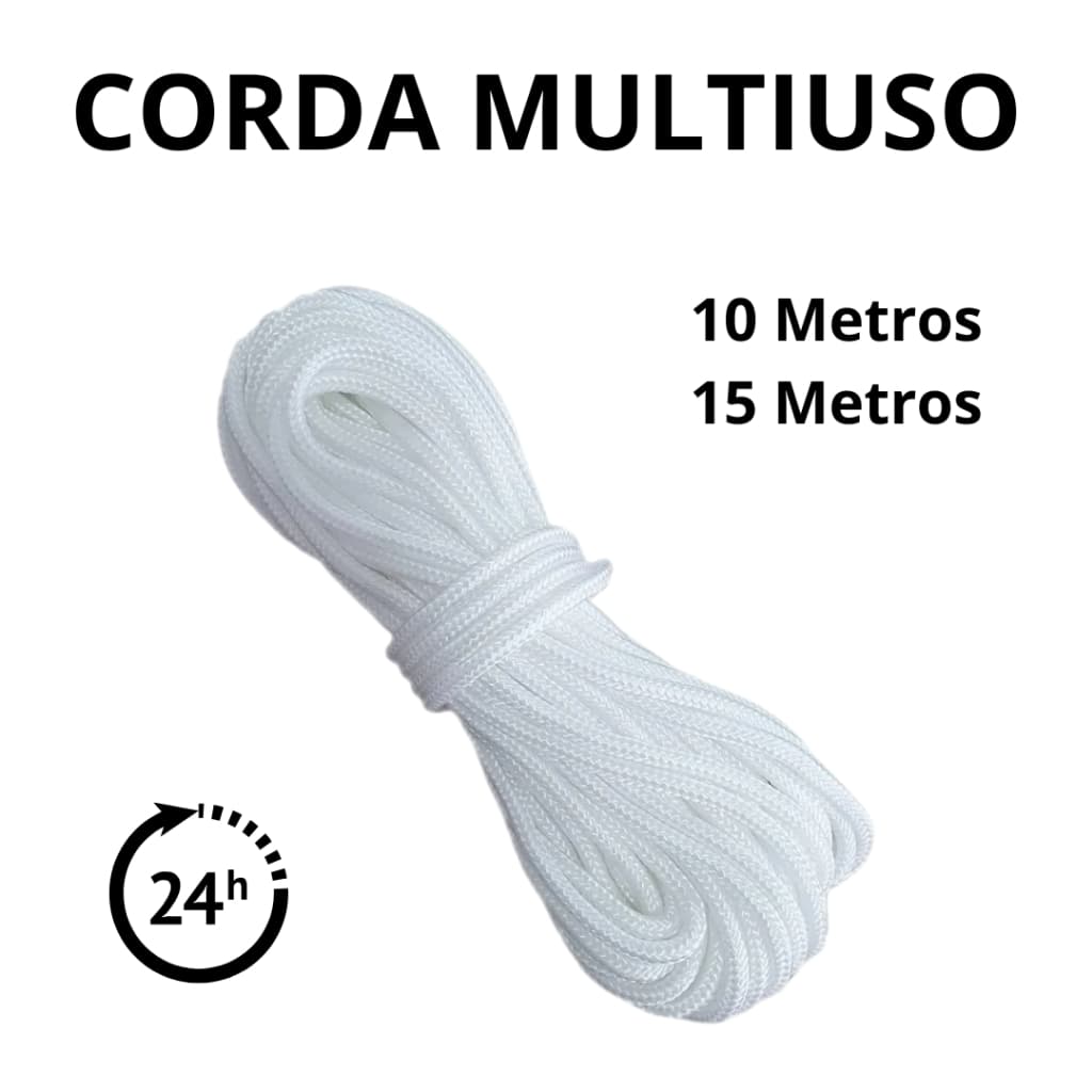 Corda Branca Multiuso de Varal 10m ou 15m 2mm ou 4mm de Espessura