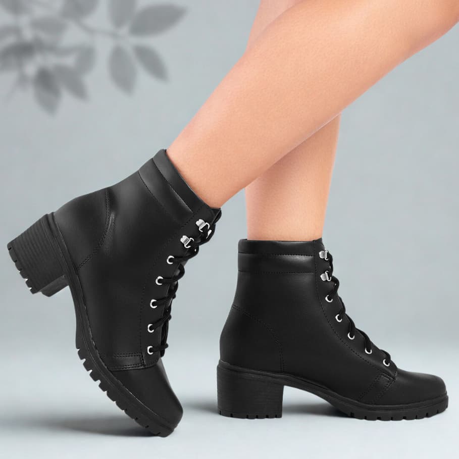 Bota Coturno Feminino Cano Médio Sola Tratorado Confortável Original Blogueira Promoção