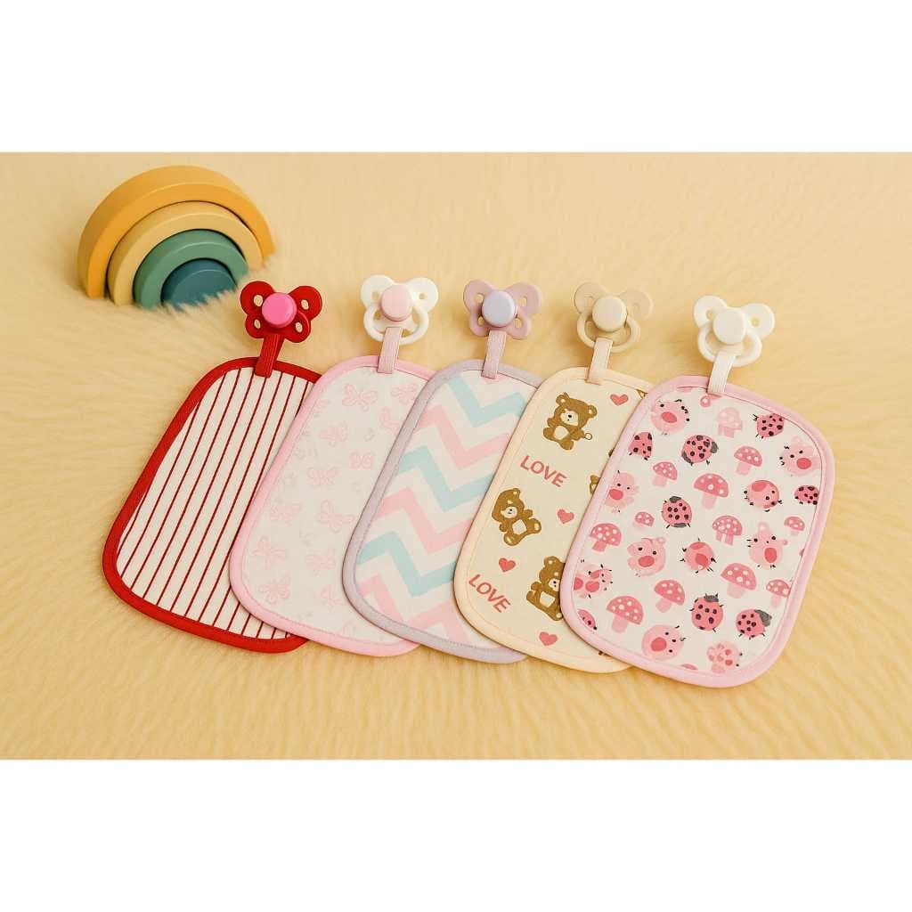 Kit Paninho de Boca Babete Prendedor De Chupeta