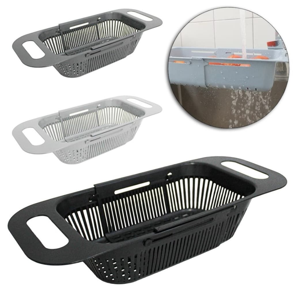 Plasduran - Escorredor Multiuso Com Alças Retrátil  Macarrão Frutas Legumes Louça se Ajusta em Diferentes Tamanhos Pia