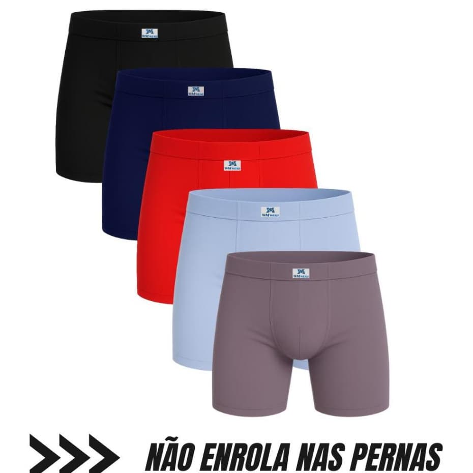 kit 5 Cuecas Ciclista Long Leg Romantic Não enrola nas pernas