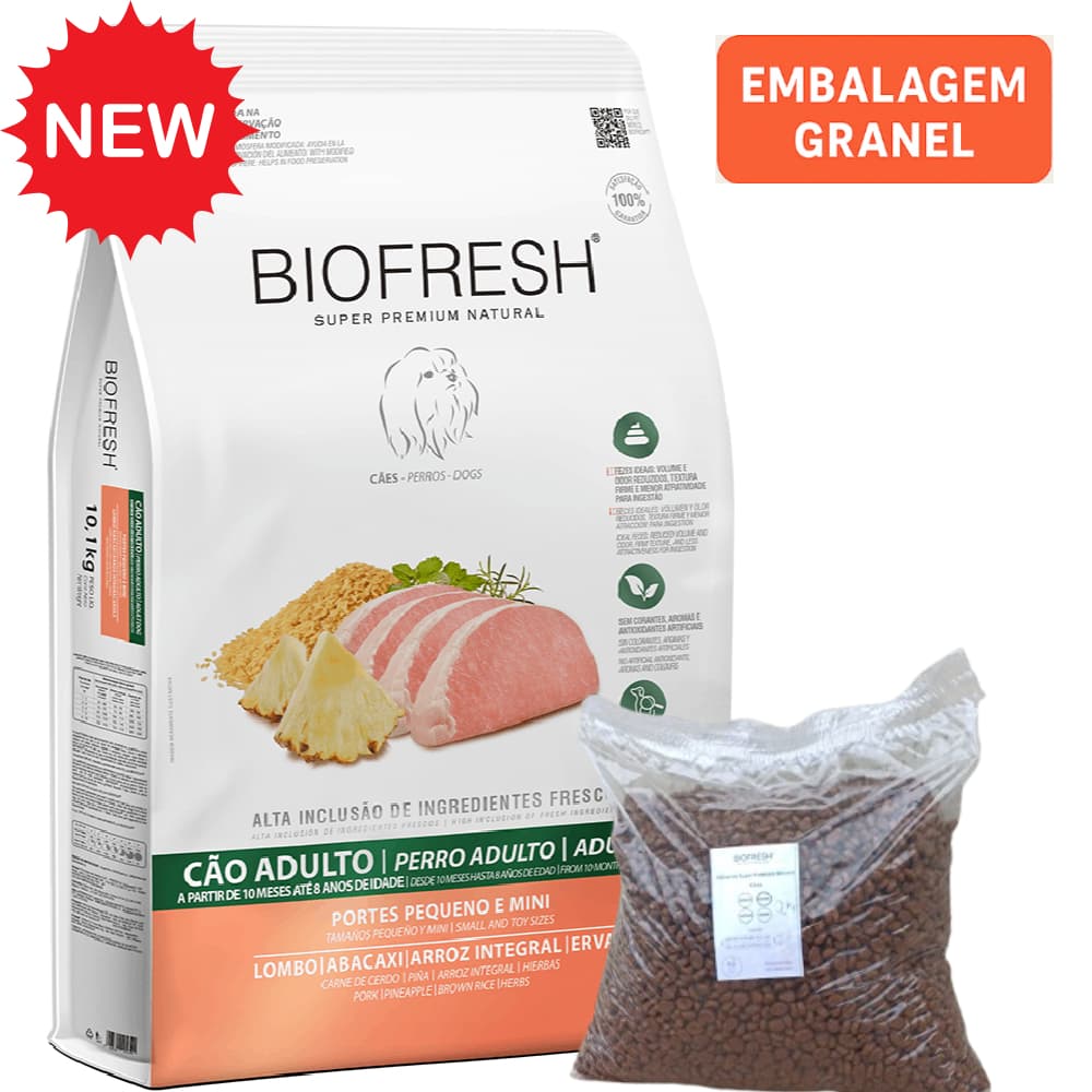 Ração Biofresh 1kg Cães Adultos Raças Minis e Pequenas Granel Lombo e Abacaxi