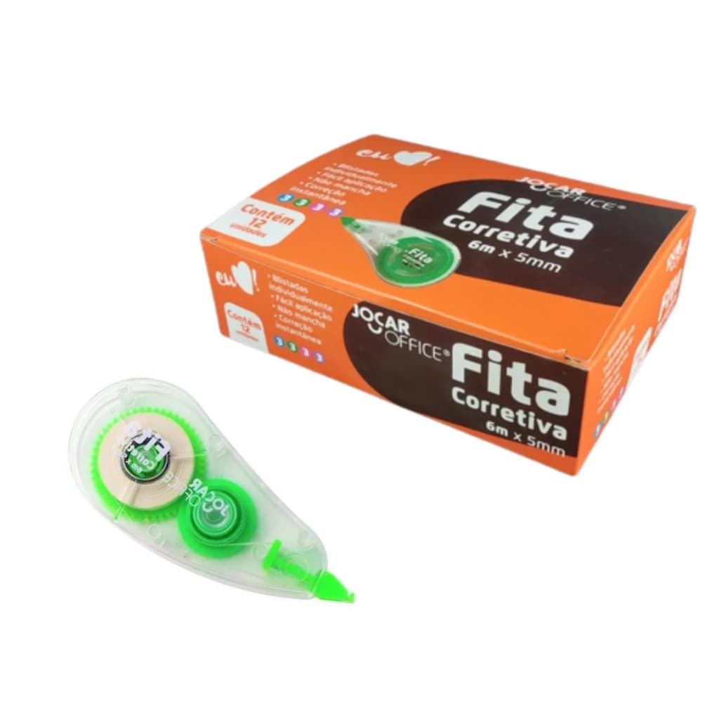 Fita Corretiva Caixa Com 12 Unidades Rosa Roxo Verde E Azul Jocar
