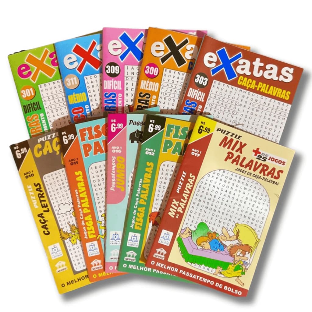 Kit Revistas de Caça-Palavras C Repetição | Diversão e Exercício Mental | 100 a 500 Unidades