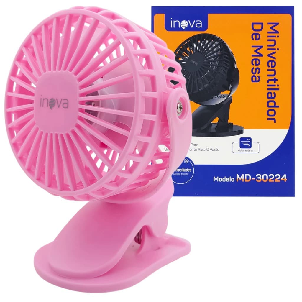 Mini Ventilador Portátil De Mesa Bateria Recarregável Presilha