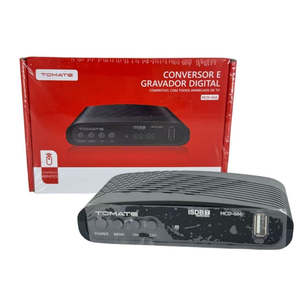Conversor E Gravador Para TV Antigas Marca Tomate Tv Digital Com Visor MCD-666