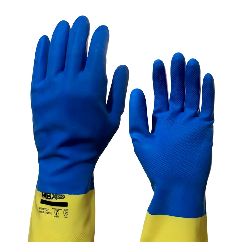 KIT 12 LUVAS LÁTEX NEOPRENE BICOLOR LIMPEZA PESADA