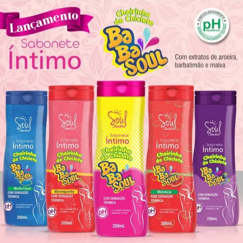 KIT 4 SABONETE LÍQUIDO ÍNTIMO FEMININO 200ML - LINHA BABASOUL - SOUL COSMÉTICOS