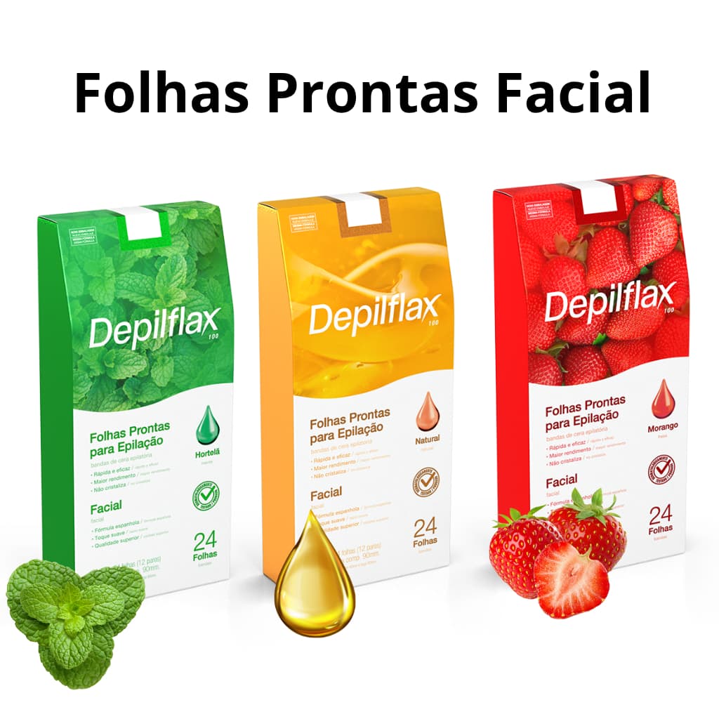 Folhas Prontas Para Depilação Facial 24 Folhas Depilflax