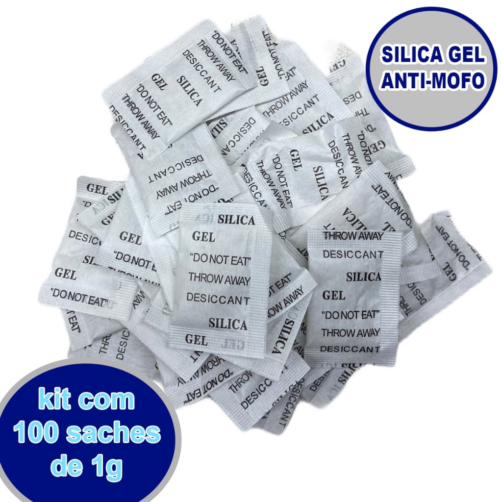 Silica Gel Kit com 100 unidade de 1g cada Desumidificador Anti Mofo Siilica
