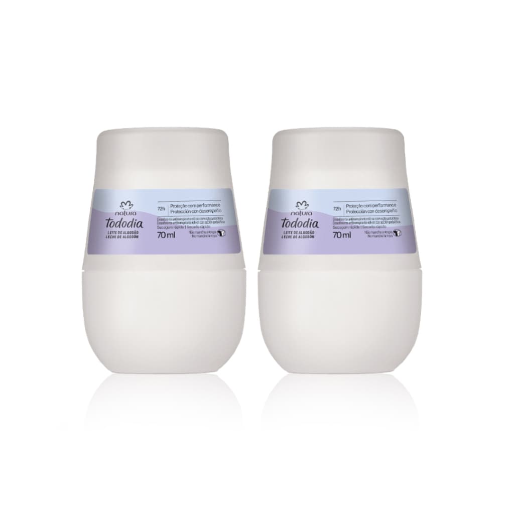 Kit 2 Natura Desodorante Antitranspirante Invisível Leite de Algodão.- Roll-on ou Creme