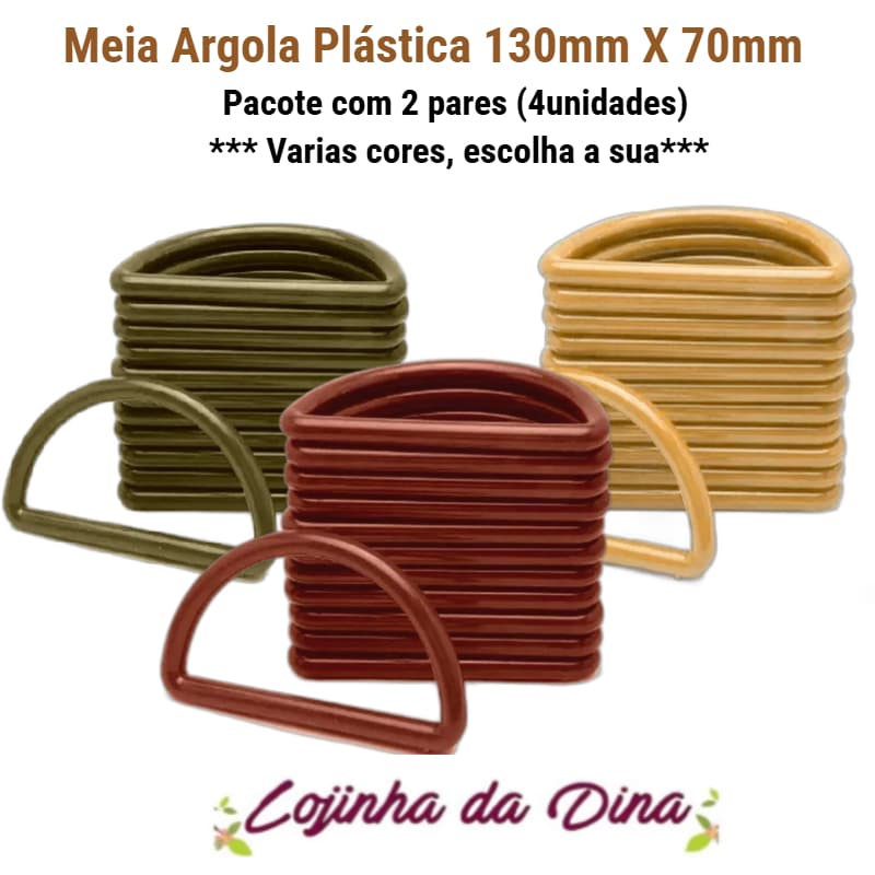 Meia Argola Acrílica 130x70mm Alça de Bolsa Acessórios e Artesanato em Geral 2 pares - 4 unidades