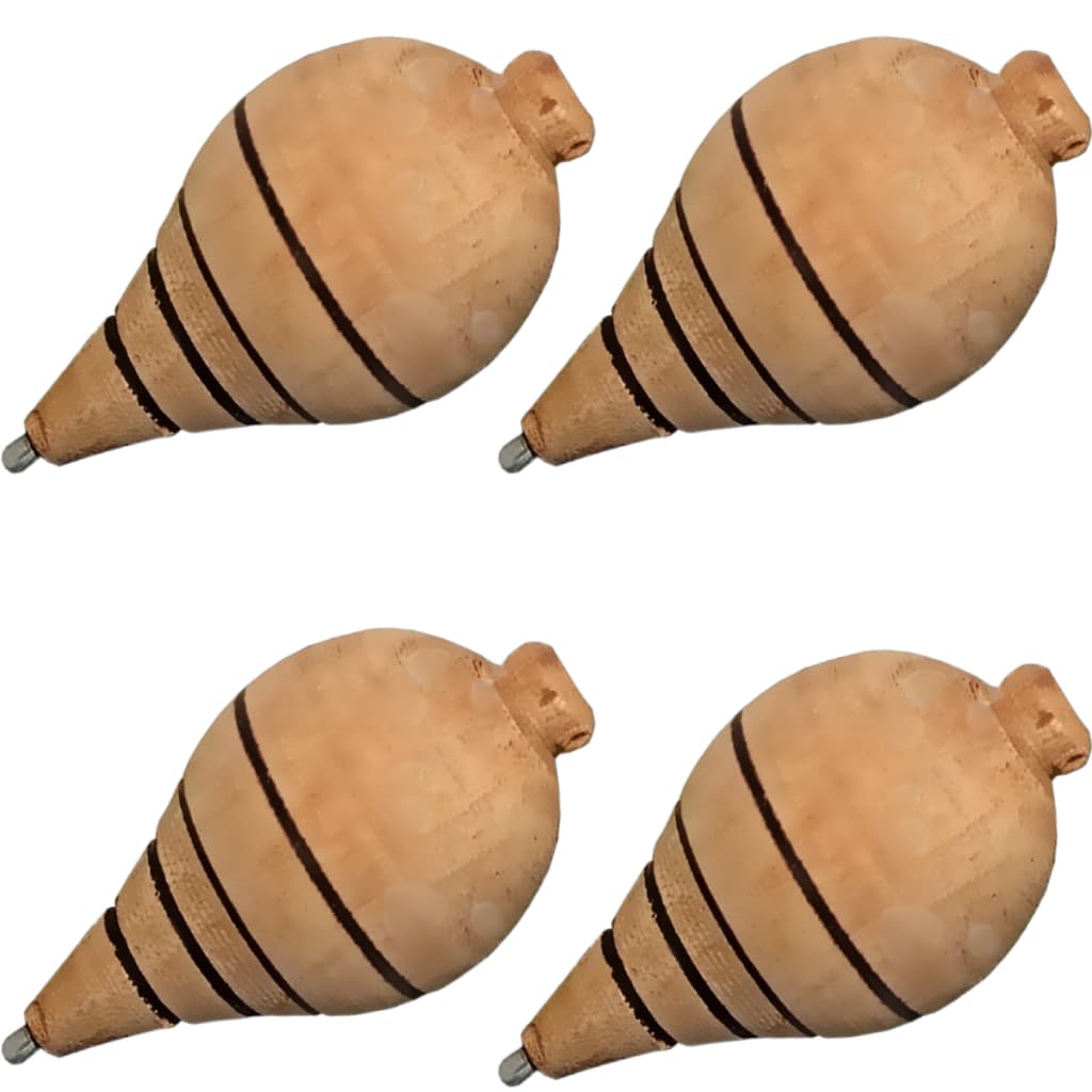 Kit 04 Piões De Madeira Brinquedo Antigo Retrô Com 04 Fieiras Brinquedo Pião de Sela Carrapeta