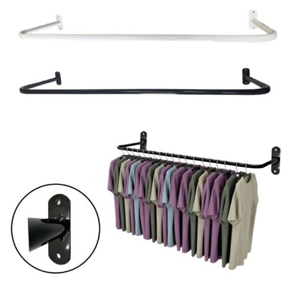 Arara Cabide Parede Reto 1.00 Metro Branco Expositor de Roupas Cabideiro Lojas Casa