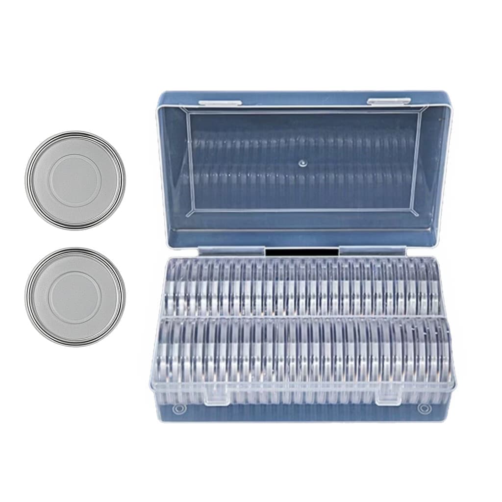 Estojo Com 50 Cápsulas de Moedas + Espaçador Ajustável 41mm